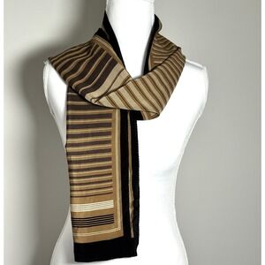 Bloomingdale's‎ Italy Silk Scarf Long Stripe Mod Minimalist Classic Chic 90s Vtg
